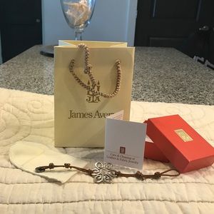 James Avery Blossom Sterling and Leather Bracelet